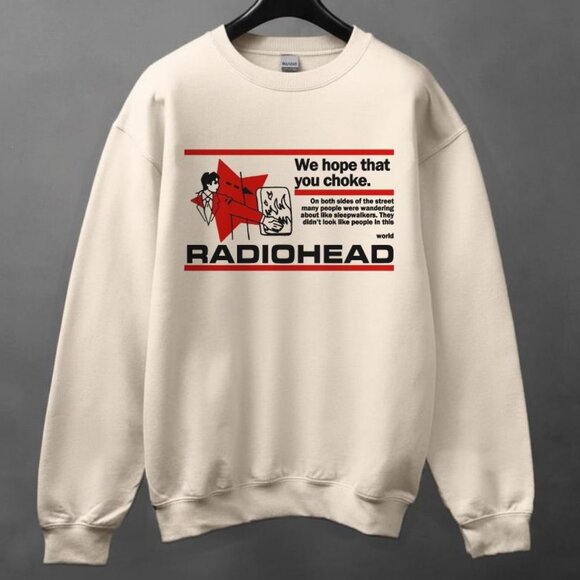 Gildan Tops - Vintage 90s Radiohead Band Rock Music Merch Sweatshirt, Radiohead unisex tee